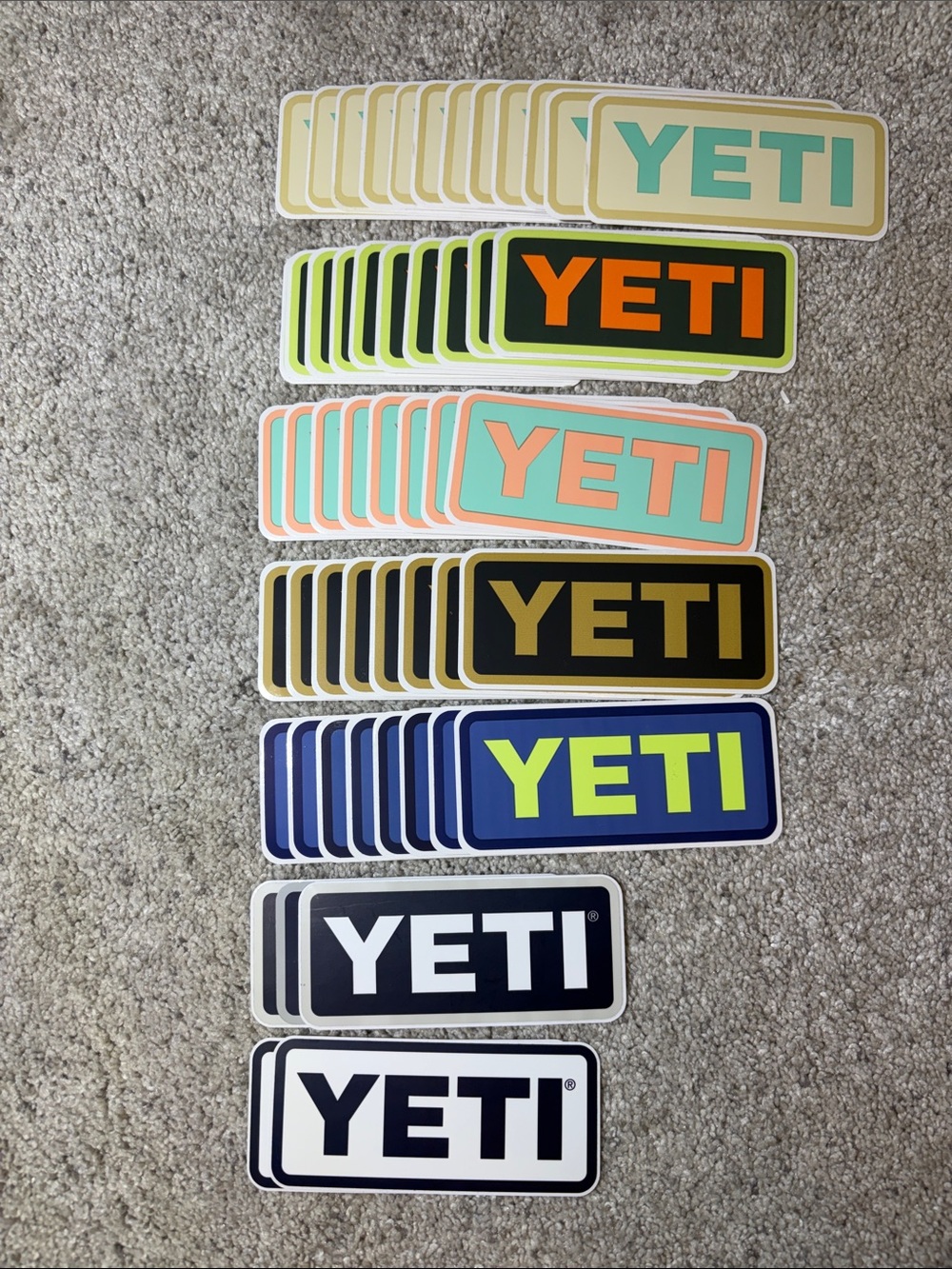 55!!!!  Yeti Stickers - Teal, Orange, Black, Blue, White, Yellow Accents by